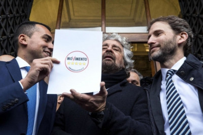 Luigi Di Maio (L), Beppe Grillo (C) and Davide Casaleggio (R) - Lenin, Marx and Engels of the 21st century